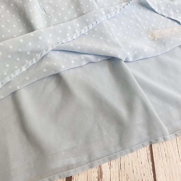 Paitluc Ruffled Flutter Cap Sleeve Lined Chiffon/Swiss Dot Blouse for Women - Picture 10 of 10